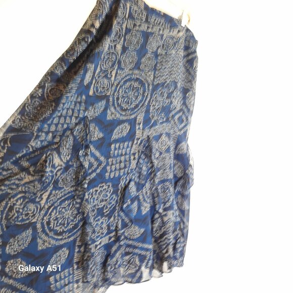 Coldwater Creek Plus Size 1x Blue Sheer Flowy Ruffled Elegant Summer Party Skirt - Picture 5 of 9